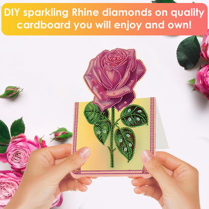 6pcs Rose Diamond Painting Greeting Cards Handmade Diamond Art Cards for Adults