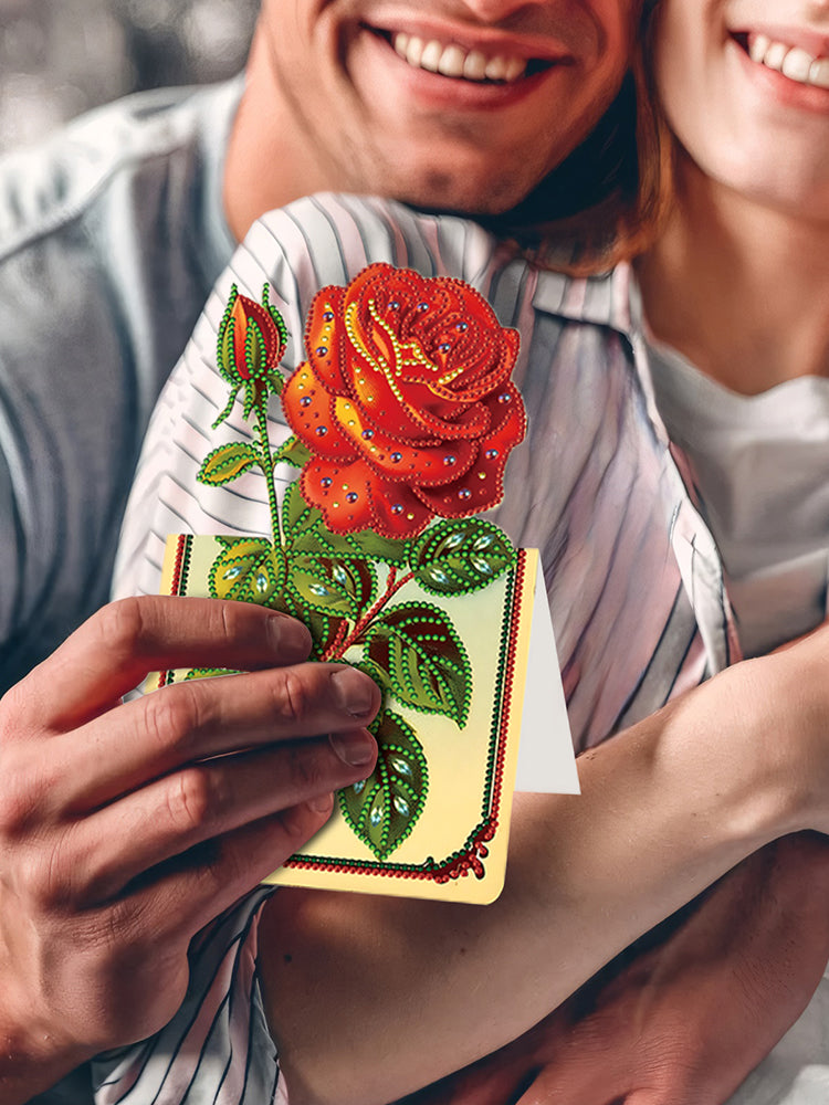 6pcs Rose Diamond Painting Greeting Cards Handmade Diamond Art Cards for Adults