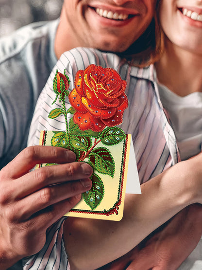 6pcs Rose Diamond Painting Greeting Cards Handmade Diamond Art Cards for Adults