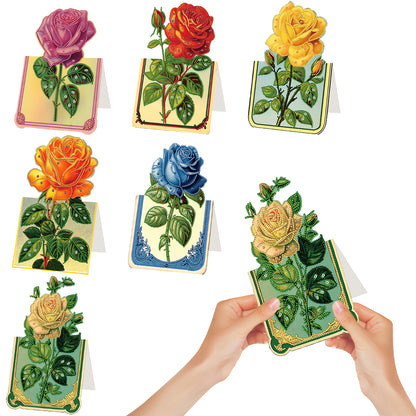 6pcs Rose Diamond Painting Greeting Cards Handmade Diamond Art Cards for Adults