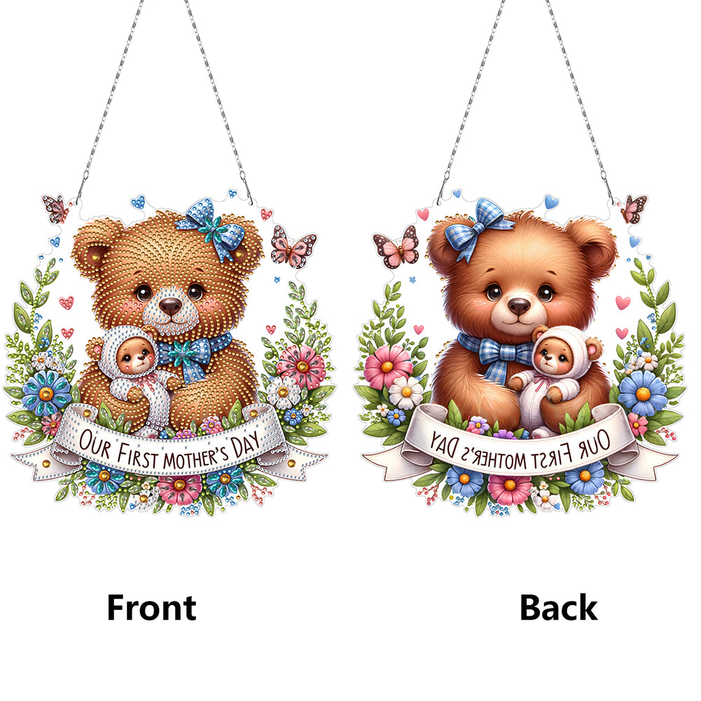 Bear DIY Diamond Art Pendant Kit Diamond Painting Hanging Pendant for Art Crafts