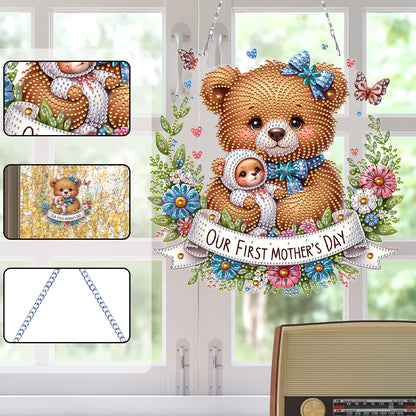 Bear DIY Diamond Art Pendant Kit Diamond Painting Hanging Pendant for Art Crafts