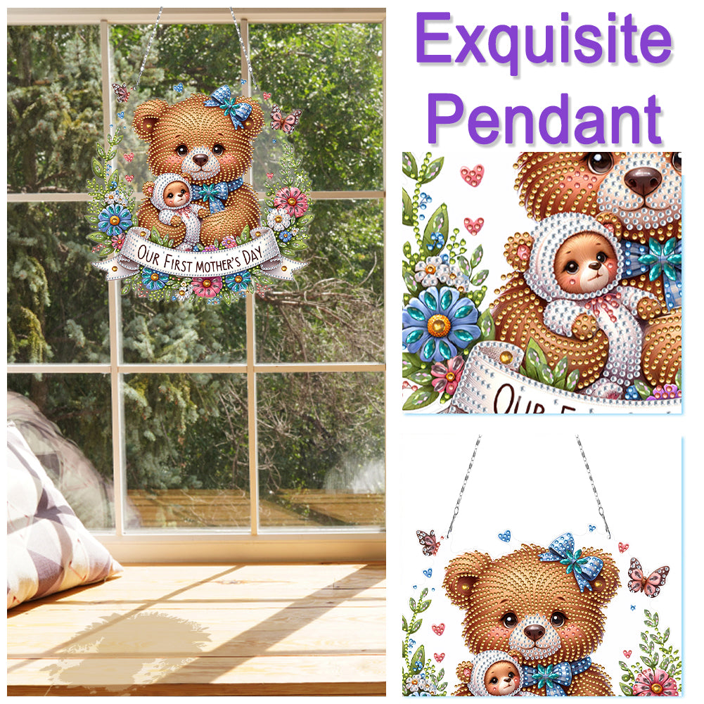 Bear DIY Diamond Art Pendant Kit Diamond Painting Hanging Pendant for Art Crafts