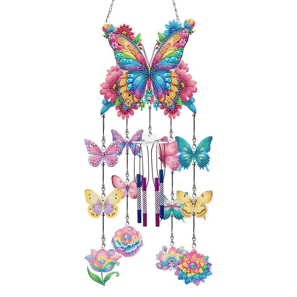 Butterfly Wind Chime Double Sided Diamond Painting Hanging Pendant Home Decor
