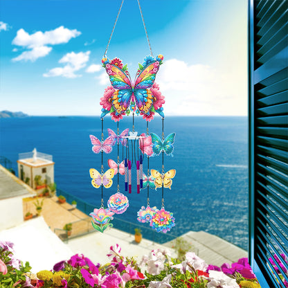 Butterfly Wind Chime Double Sided Diamond Painting Hanging Pendant Home Decor