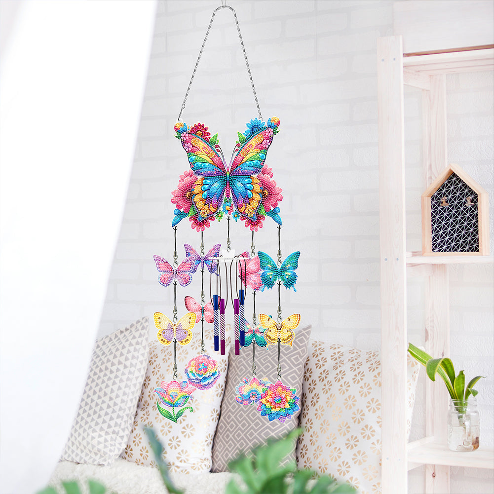 Butterfly Wind Chime Double Sided Diamond Painting Hanging Pendant Home Decor