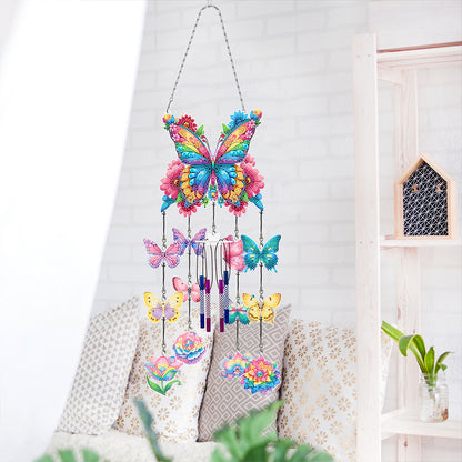 Butterfly Wind Chime Double Sided Diamond Painting Hanging Pendant Home Decor