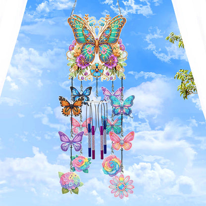 Butterfly Wind Chime Double Sided Diamond Painting Hanging Pendant Home Decor