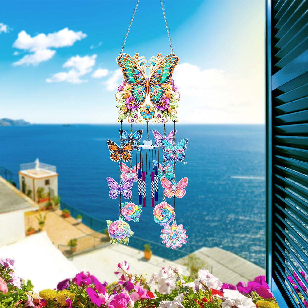Butterfly Wind Chime Double Sided Diamond Painting Hanging Pendant Home Decor