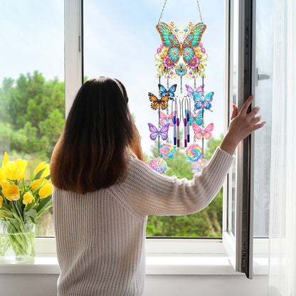 Butterfly Wind Chime Double Sided Diamond Painting Hanging Pendant Home Decor