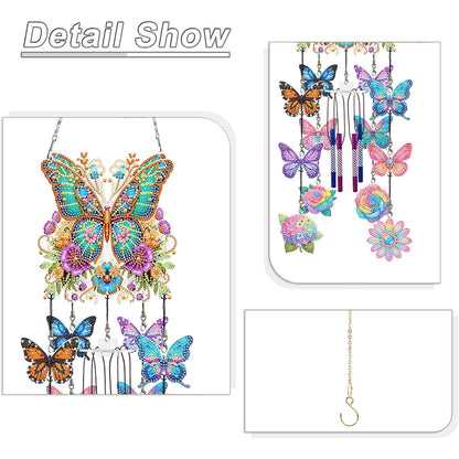 Butterfly Wind Chime Double Sided Diamond Painting Hanging Pendant Home Decor