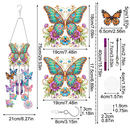 Butterfly Wind Chime Double Sided Diamond Painting Hanging Pendant Home Decor