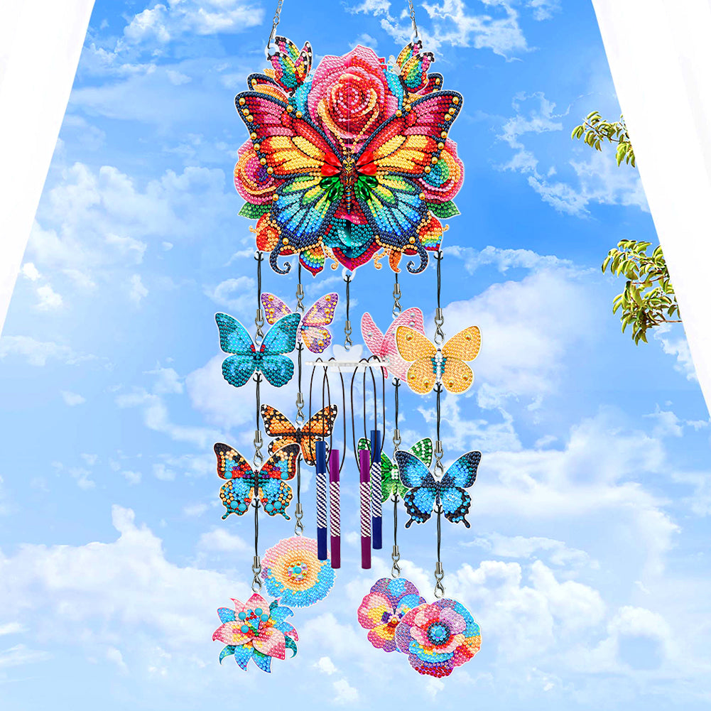 Butterfly Wind Chime Double Sided Diamond Painting Hanging Pendant Home Decor