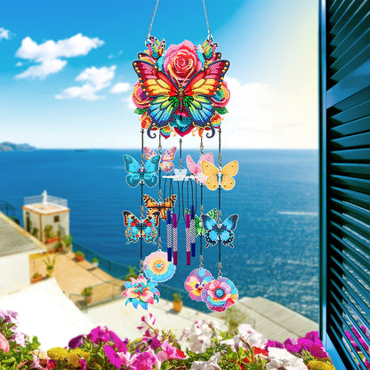 Butterfly Wind Chime Double Sided Diamond Painting Hanging Pendant Home Decor