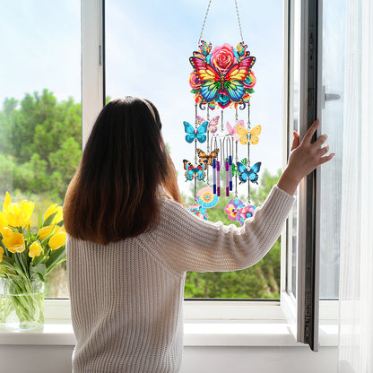 Butterfly Wind Chime Double Sided Diamond Painting Hanging Pendant Home Decor