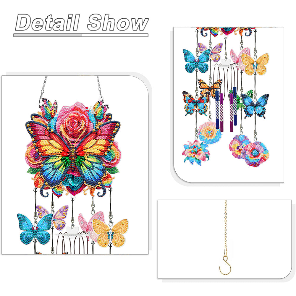 Butterfly Wind Chime Double Sided Diamond Painting Hanging Pendant Home Decor