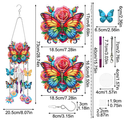 Butterfly Wind Chime Double Sided Diamond Painting Hanging Pendant Home Decor