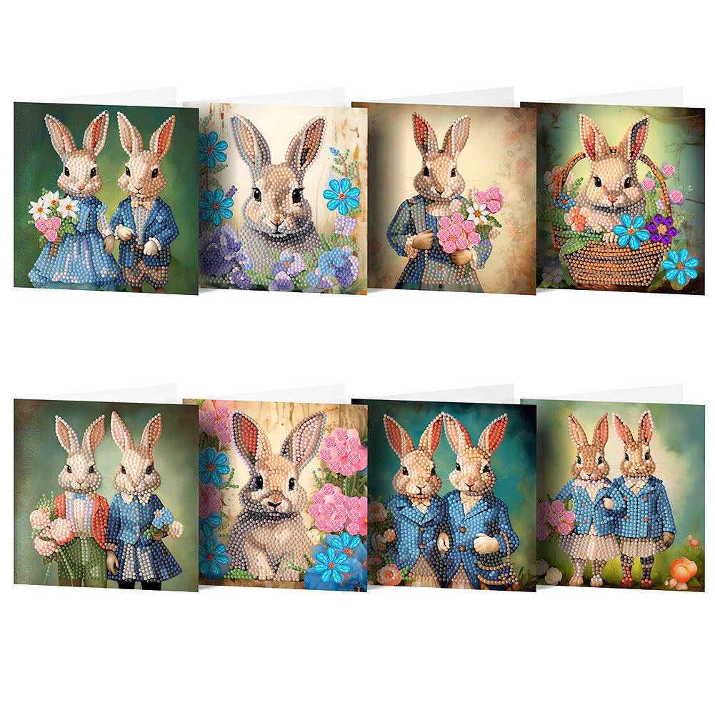 6/8PCS DIY Diamond Art Greeting Cards Animal Theme Congratulations Cards & Gifts