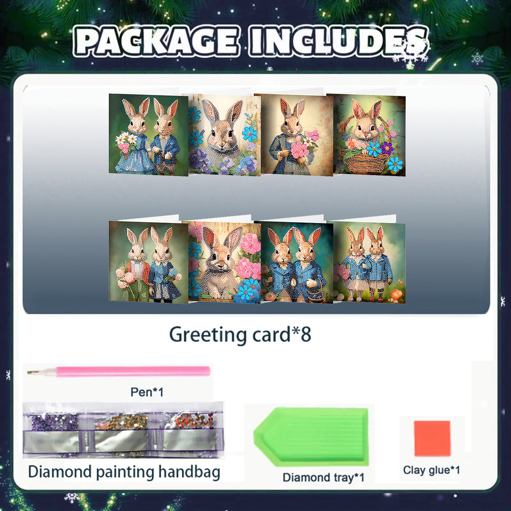 6/8PCS DIY Diamond Art Greeting Cards Animal Theme Congratulations Cards & Gifts