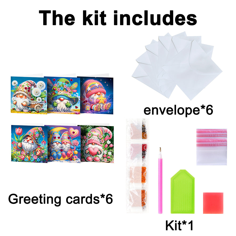 6/8PCS DIY Diamond Art Greeting Cards Animal Theme Congratulations Cards & Gifts