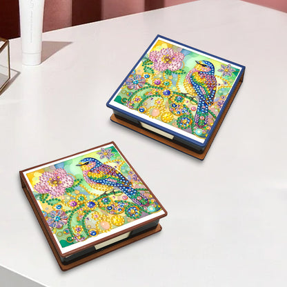Birds Leather Diamond Art Note Box with 150 Sheets of Paper for Adults Beginners