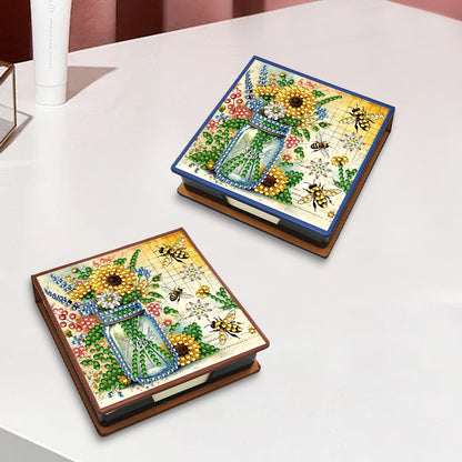 Birds Leather Diamond Art Note Box with 150 Sheets of Paper for Adults Beginners