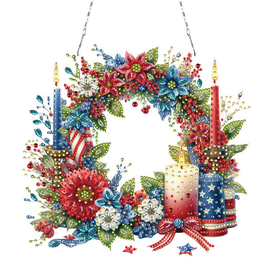 Independence Day Cottage Rhinestone Diamond Art Pendants for Garden Window Decor