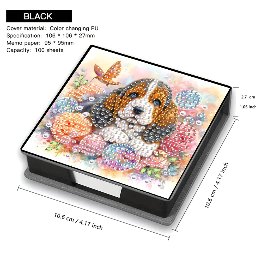 Leather Animals Diamond Art Note Box with 160 Sheets of Paper for DIY Art Craft