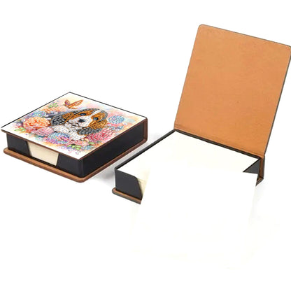 Leather Animals Diamond Art Note Box with 160 Sheets of Paper for DIY Art Craft