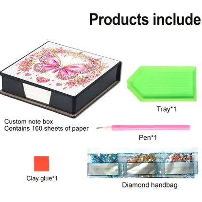 Leather Animals Diamond Art Note Box with 160 Sheets of Paper for DIY Art Craft