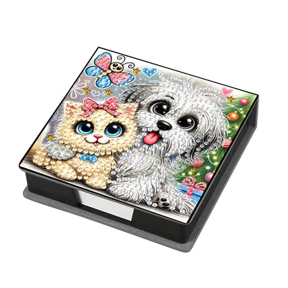 Leather Animals Diamond Art Note Box with 160 Sheets of Paper for DIY Art Craft
