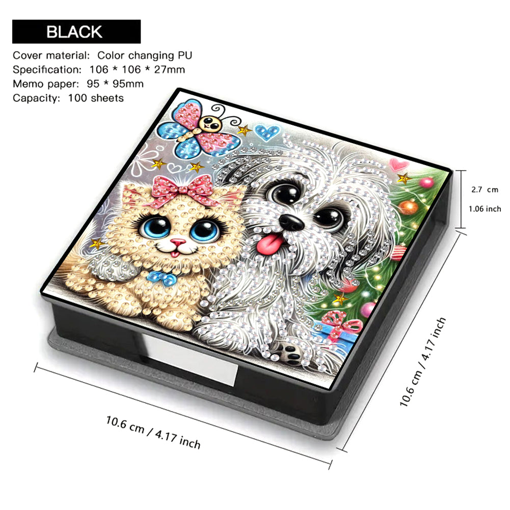 Leather Animals Diamond Art Note Box with 160 Sheets of Paper for DIY Art Craft