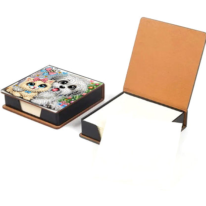 Leather Animals Diamond Art Note Box with 160 Sheets of Paper for DIY Art Craft
