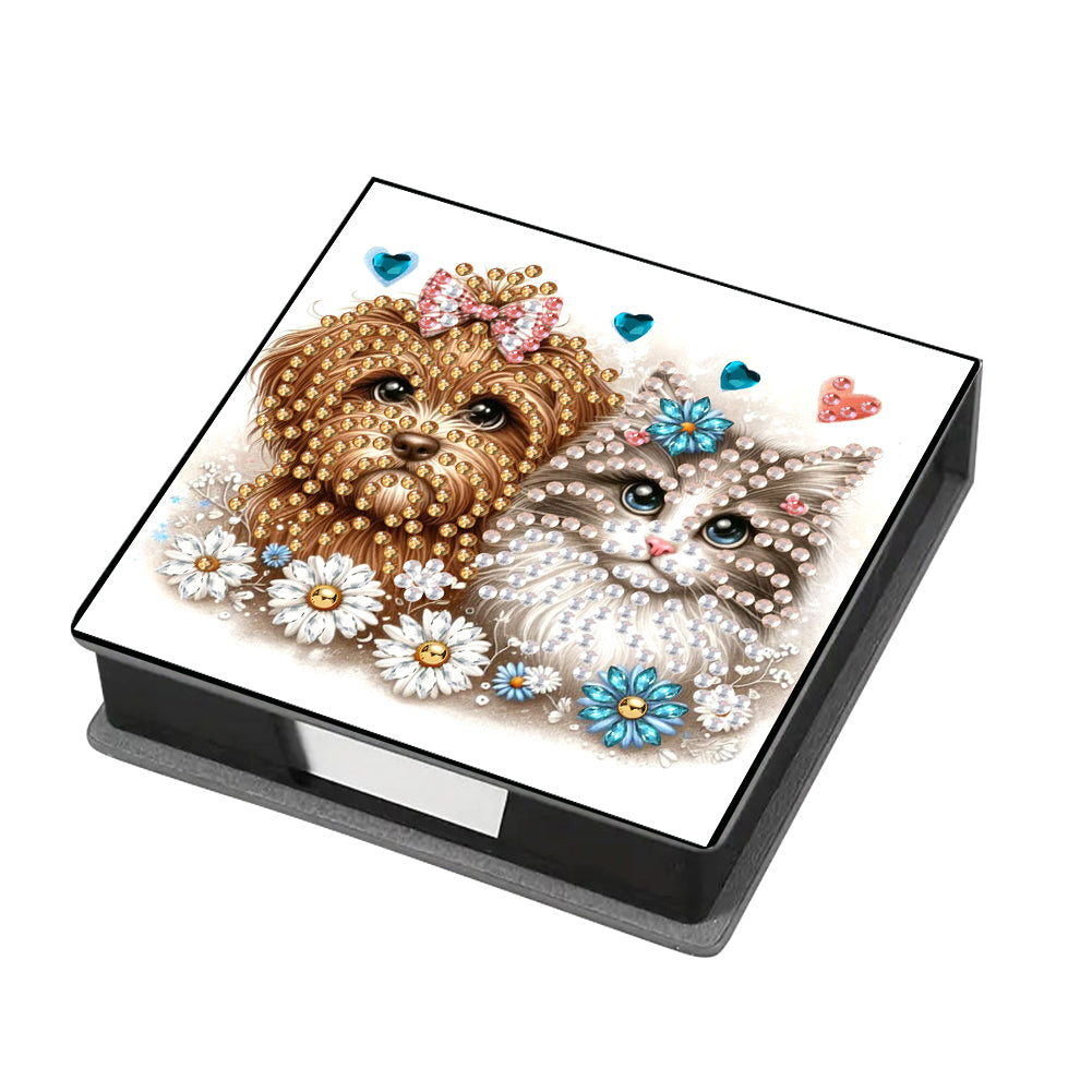 Leather Animals Diamond Art Note Box with 160 Sheets of Paper for DIY Art Craft