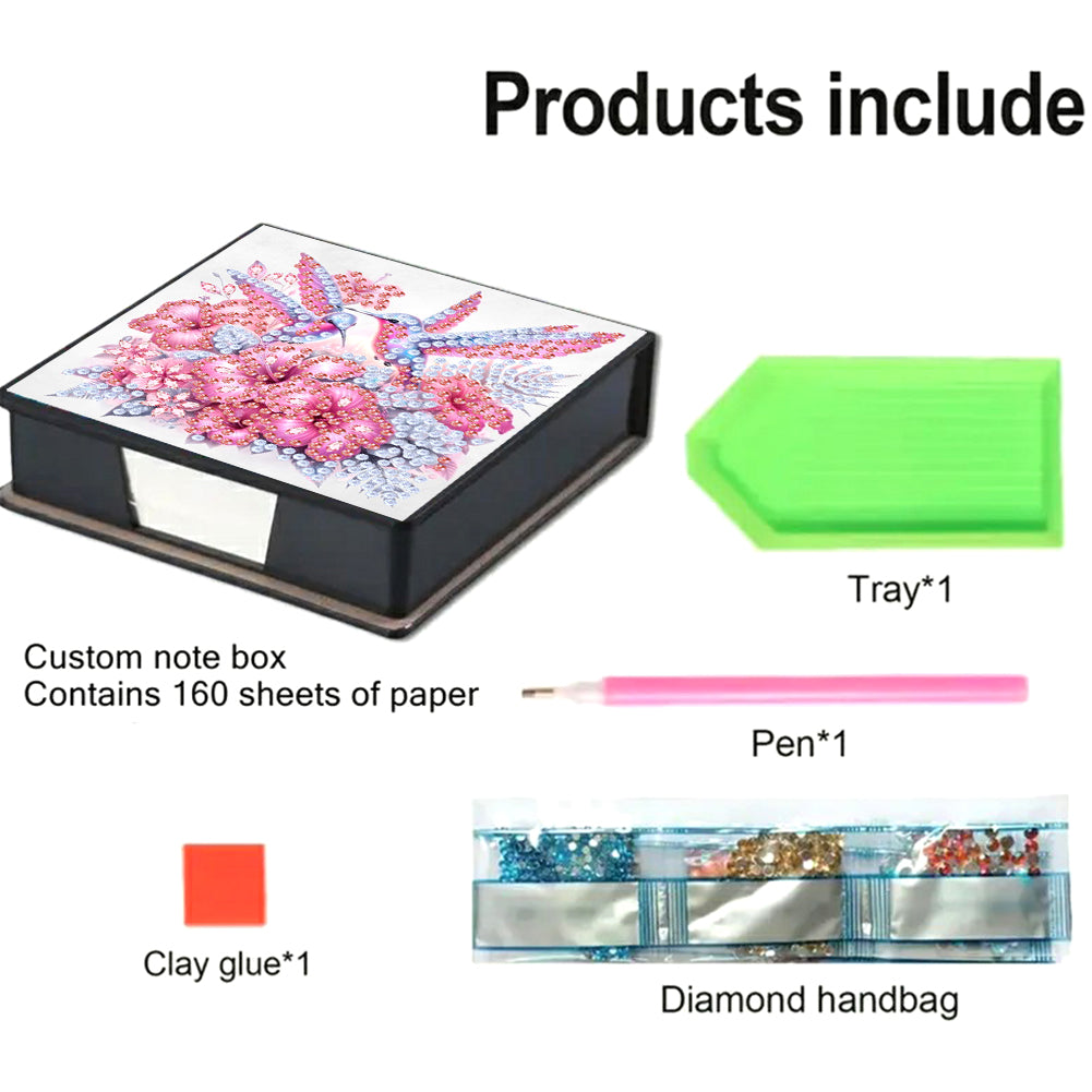 Leather Animals Diamond Art Note Box with 160 Sheets of Paper for DIY Art Craft