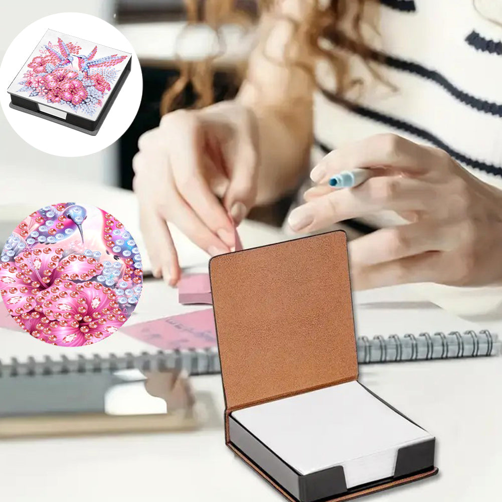 Leather Animals Diamond Art Note Box with 160 Sheets of Paper for DIY Art Craft