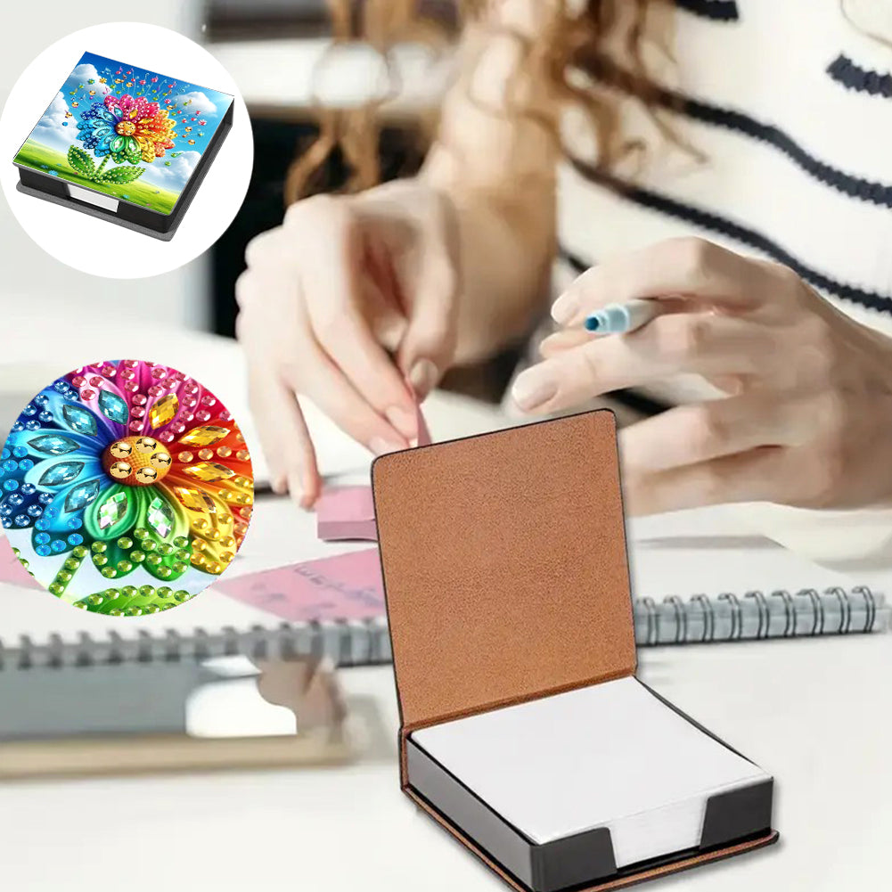 Leather Animals Diamond Art Note Box with 160 Sheets of Paper for DIY Art Craft