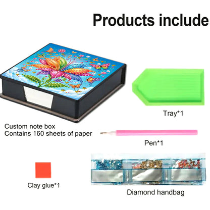 Leather Animals Diamond Art Note Box with 160 Sheets of Paper for DIY Art Craft