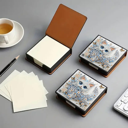 Cross Leather Diamond Art Note Box with 160 Sheets of Paper for Adults Beginners
