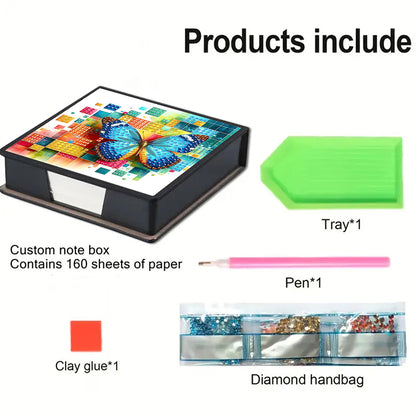 Cross Leather Diamond Art Note Box with 160 Sheets of Paper for Adults Beginners