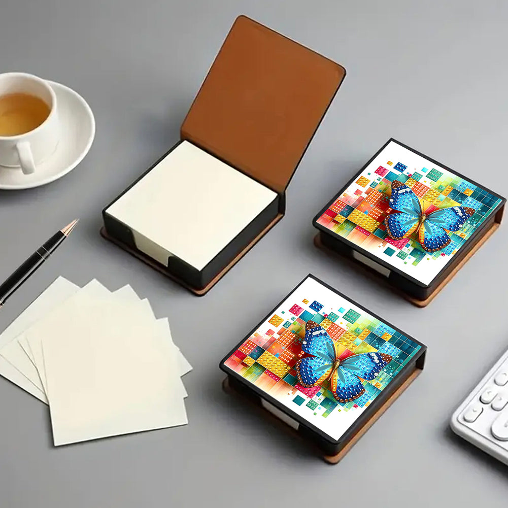 Cross Leather Diamond Art Note Box with 160 Sheets of Paper for Adults Beginners