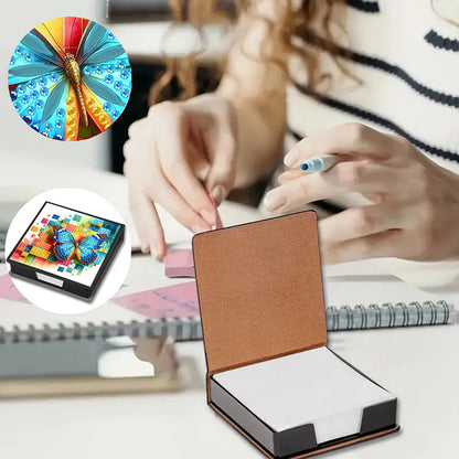 Cross Leather Diamond Art Note Box with 160 Sheets of Paper for Adults Beginners