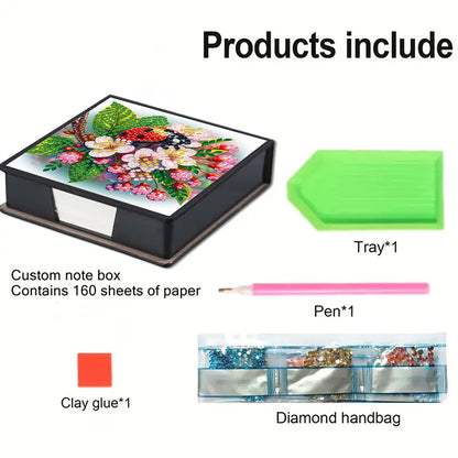 Cross Leather Diamond Art Note Box with 160 Sheets of Paper for Adults Beginners