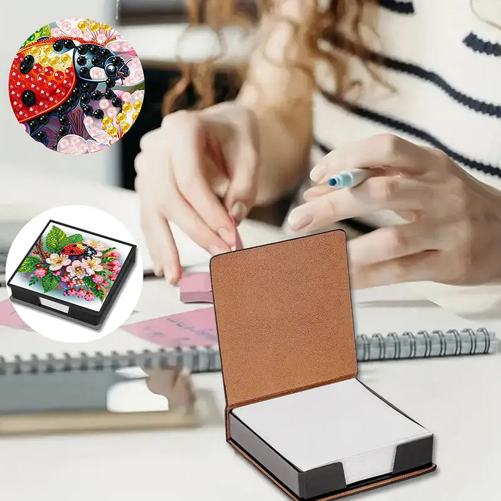 Cross Leather Diamond Art Note Box with 160 Sheets of Paper for Adults Beginners