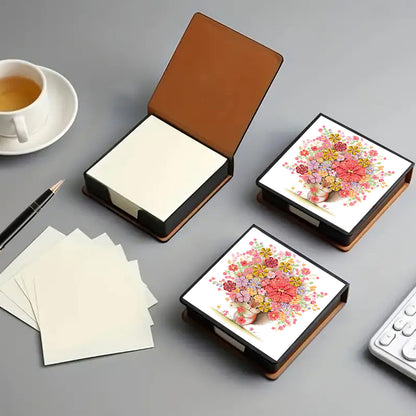 Cross Leather Diamond Art Note Box with 160 Sheets of Paper for Adults Beginners
