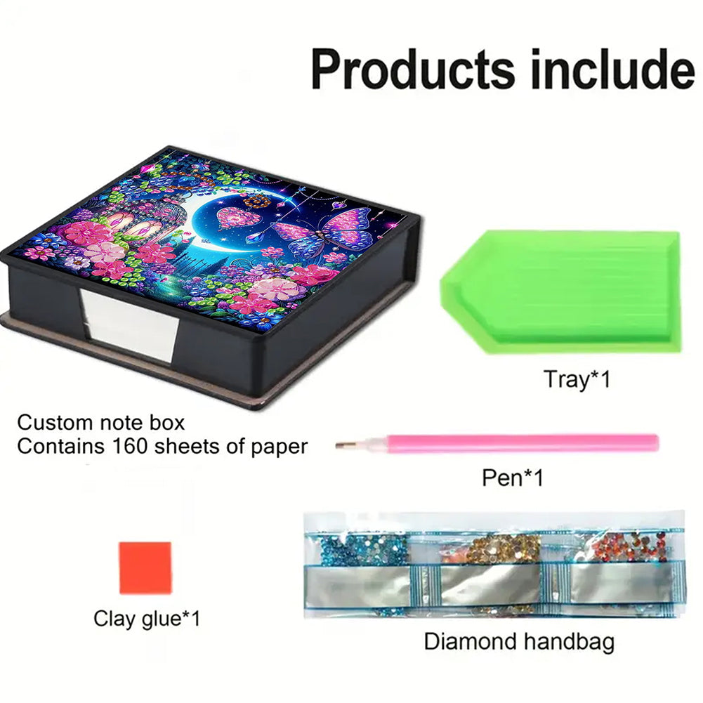 Cross Leather Diamond Art Note Box with 160 Sheets of Paper for Adults Beginners