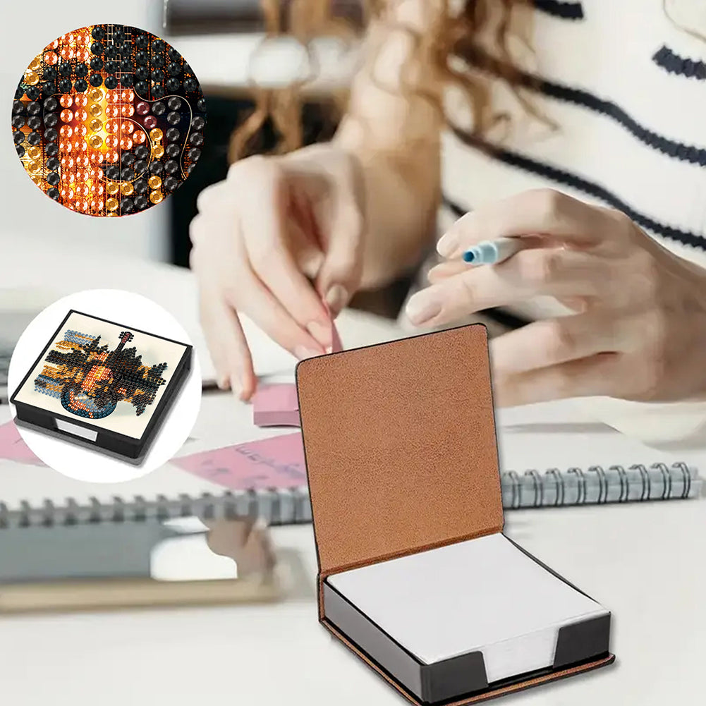Cross Leather Diamond Art Note Box with 160 Sheets of Paper for Adults Beginners