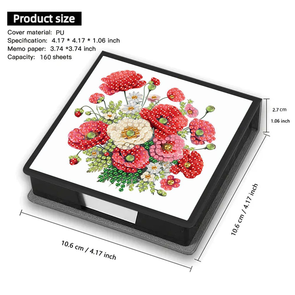 Cross Leather Diamond Art Note Box with 160 Sheets of Paper for Adults Beginners