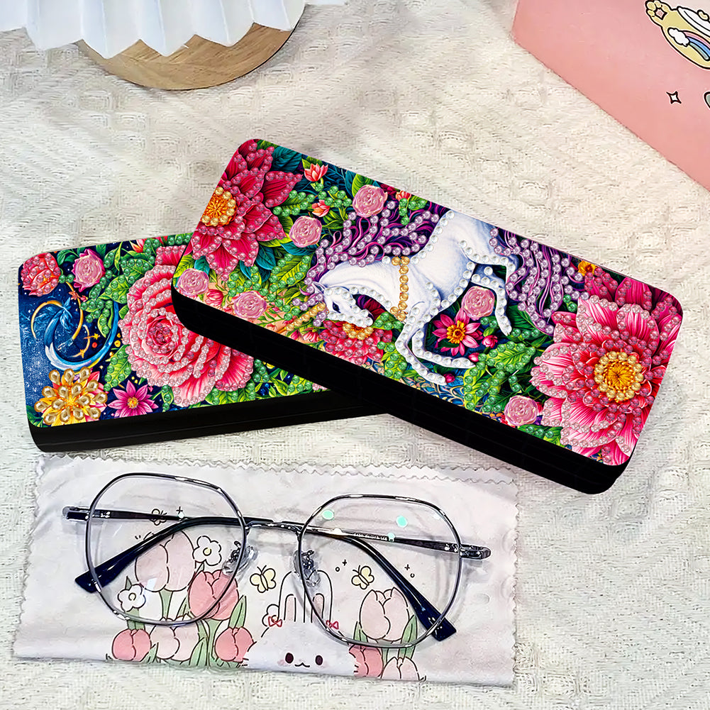 2Pcs Diamond Painting Eyeglasses Case Glasses Storage Case for Friends Gift