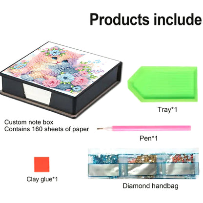 Cross Leather Diamond Art Note Box with 160 Sheets of Paper for Adults Beginners